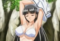 Девушка из аниме фантазирует про хентай секс на пляже и ебётся дома